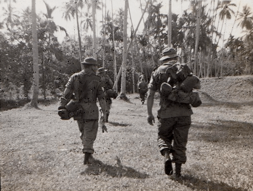 Photo of lll Bty members returning to base at Grik November 1965 Thai-Malay Border. Photo courtesy of Brian Selby 2016.